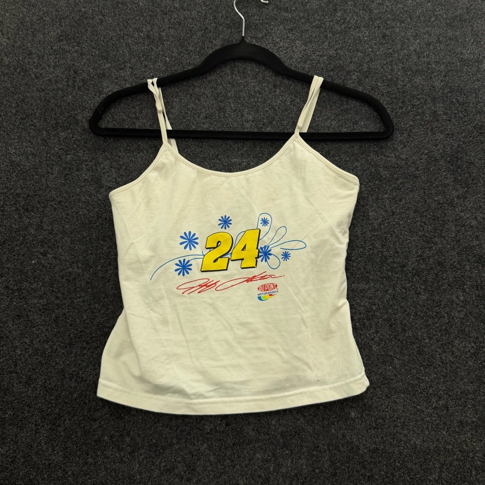 Vintage Jeff Gordon NASCAR 24 Winners Circle Camisole Tank Top Cream Womens M